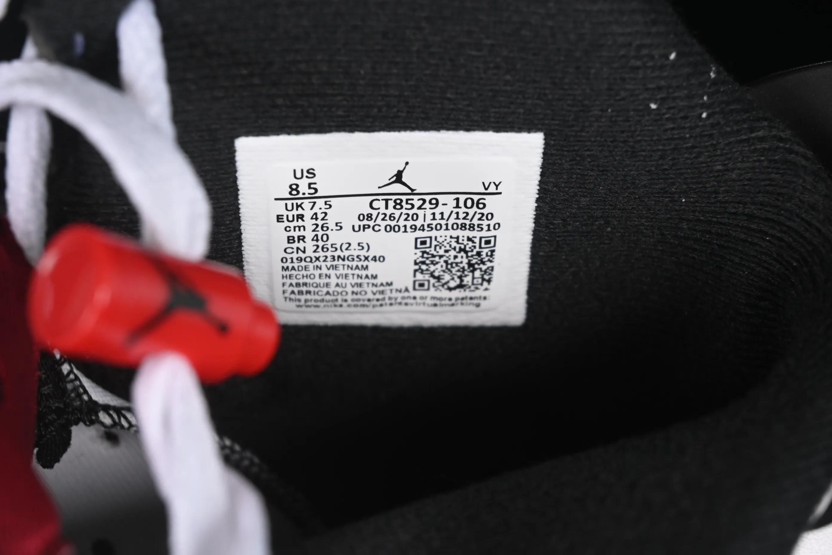 All categories Air Jordan Jordan series basketball shoes Air Jordan 6 F version Air Jordan "Carmine" AJ6 Joe 6 Rouge White and Red Replica high-top basketball shoes CT8529-106